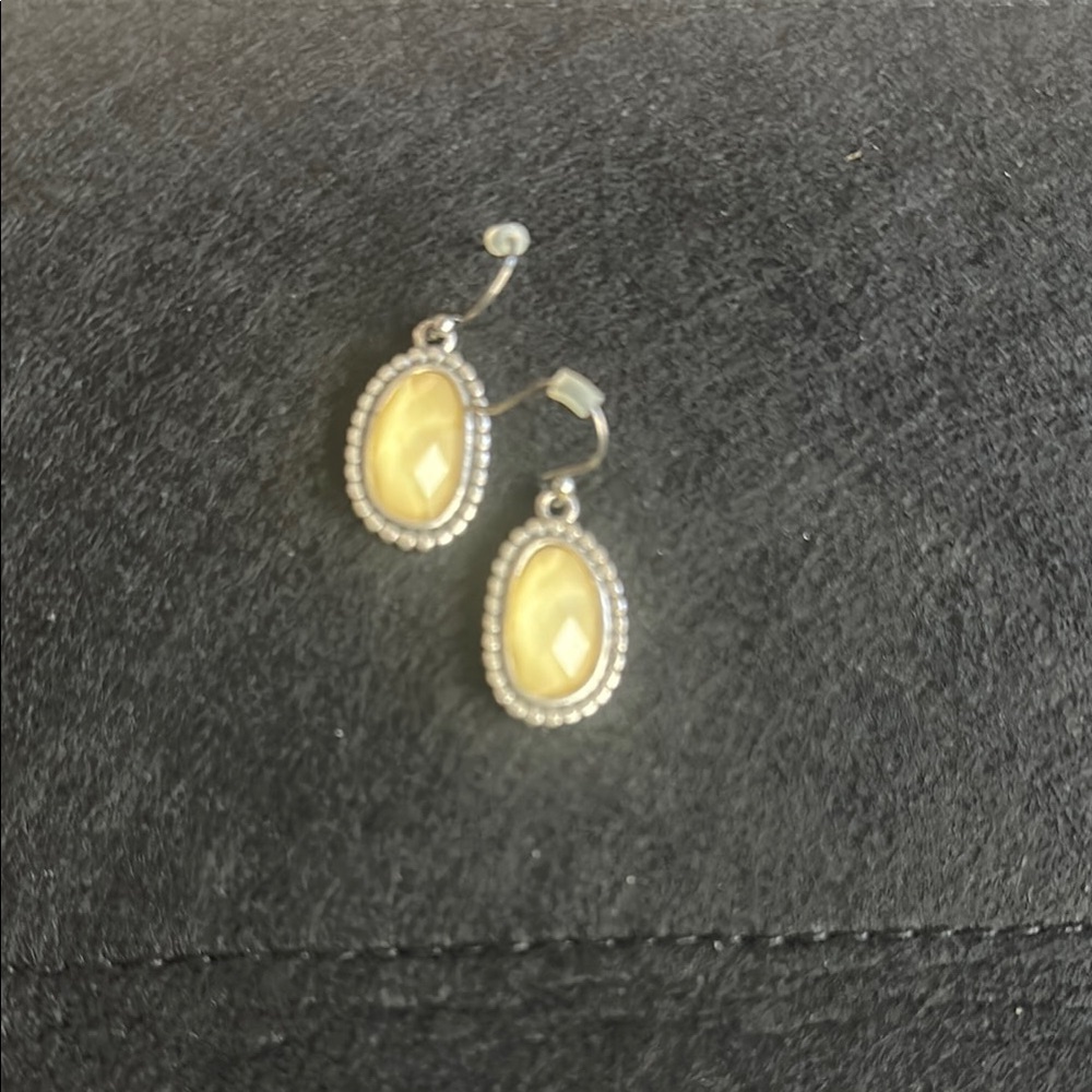 Sliver Tone Yellow Earrings
